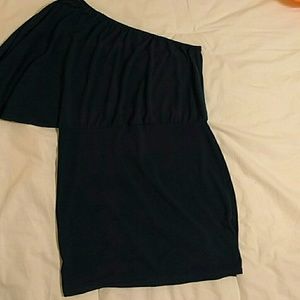 Deep blue-green top/mini dress one sleeve